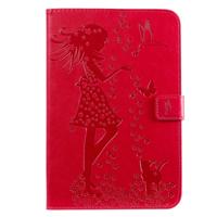 Voor iPad mini 2019 & 4 & 3 & 2 & 1 gedrukt afdrukken vrouw en kat patroon horizontale Flip lederen draagtas met houder & kaartsleuven & portemonnee (