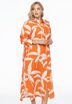 Yoek Lange blouse PALM TREE | Oranje | Maat 50/52