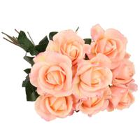 Top Art Kunstbloemen boeket roos Caroline - 10x - roze - 70 cm - zijde - decoratie bloemen - Kunstbloemen