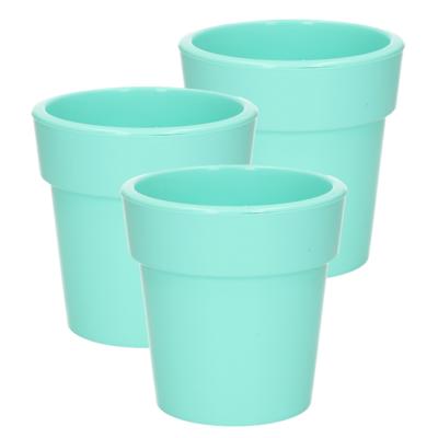 Hega Hogar Plantenpot - Set van 3x stuks - pastel groen - kunststof - 25 x 25 cm - binnen/buiten