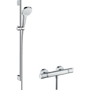 Hansgrohe Croma Select E Doucheset - glijstangset - croma select e vario - handdouche 90cm - Ecostat Comfort douchekraan - thermostatisch - wit/chroom 27082400