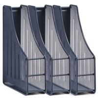 Zeller Lectuurbak - 3x - documenten opbergbak - antraciet grijs - draad metaal - L9 x B27 x H35 cm