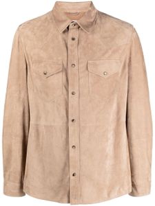 Brunello Cucinelli chemise en daim à boutonnière - Marron