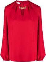 Valentino Garavani blouse en soie à détail de chaîne - Rouge - thumbnail