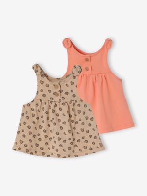 Set van 2 hemdjes van biologisch katoen koraal Set van 2 hemdjes van biologisch katoen koraal