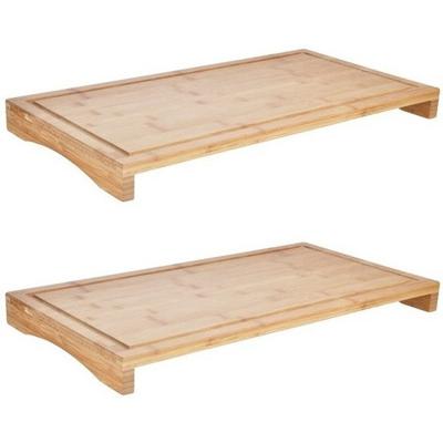 Snijplank - 2x - bamboe hout - 4,3 x 28 x 54 cm - keukengerei