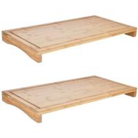 Snijplank - 2x - bamboe hout - 4,3 x 28 x 54 cm - keukengerei Snijplank - 2x - bamboe hout - 4,3 x 28 x 54 cm - keukengerei