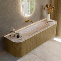 Badmeubel Mondiaz Kurve-Dlux | 160 cm | Meubelkleur Dusk | Wastafelkleur Nata | Solid surface | Wasbak midden spoelbak | Zonder kraangat(en) Badmeubel Mondiaz Kurve-Dlux | 160 cm | Meubelkleur Dusk | Wastafelkleur Nata | Solid surface | Wasbak midden spoelbak | Zonder kraangat(en)