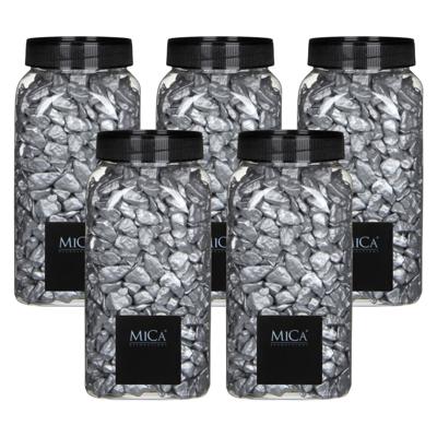 Mica Decorations decoratie steentjes - 5x - zilver - 650ml - hobby steentjes