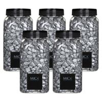 Mica Decorations decoratie steentjes - 5x - zilver - 650ml - hobby steentjes