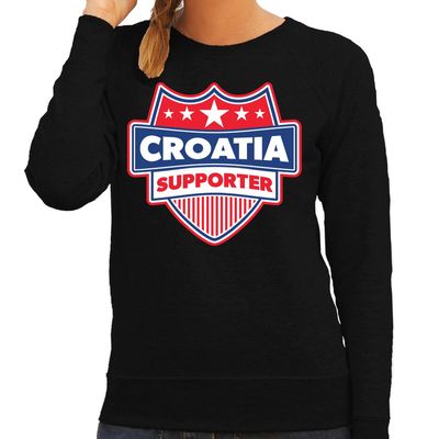 Kroatie / Croatia schild supporter sweater zwart voor dames Kroatie / Croatia schild supporter sweater zwart voor dames