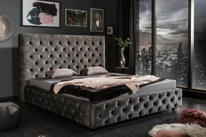 Design tweepersoonsbed PARIS 180x200cm grijs olijf fluweel Chesterfield - 41076