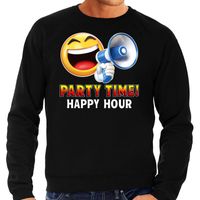 Funny emoticon sweater Party time happy hour zwart heren - thumbnail