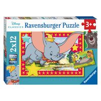 Ravensburger Disney classics: dombo en jungleboek legpuzzel, 2x12st.