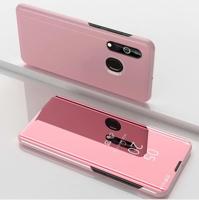Galvaniseren spiegel horizontale Flip lederen case voor Samsung A20 E met houder (Rose goud)