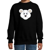 Cartoon ijsbeer trui zwart voor jongens en meisjes - Cartoon dieren sweater kinderen - thumbnail
