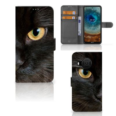 Nokia X10 | Nokia X20 | Telefoonhoesje | Met pasjeshouder | Zwarte Kat