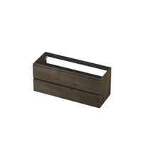 INK Fineer Wastafelonderkast - 120x45x52cm - 2 lades - greeploos - houten keerlijst - MDF Fineer Charcoal 1221454