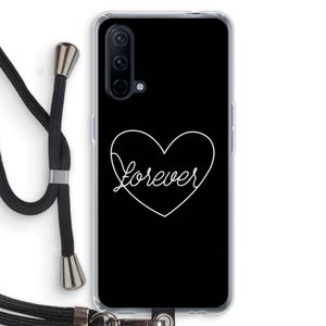 Forever heart black: OnePlus Nord CE 5G Transparant Hoesje met koord