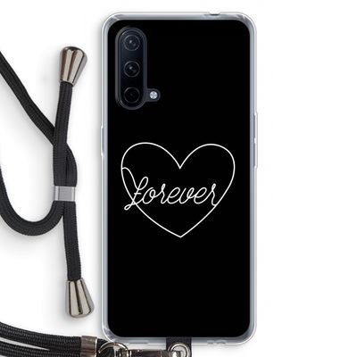 Forever heart black: OnePlus Nord CE 5G Transparant Hoesje met koord