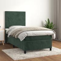 Boxspring met matras fluweel donkergroen 80x200 cm