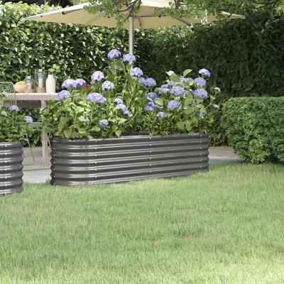 VidaXL Plantenbak 152x40x36 cm gepoedercoat staal grijs