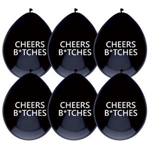 Ballonnen &apos;Cheers B*tches&apos; Zwart - 6 Stuks