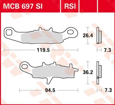 TRW Remblokken, en remschoenen voor de moto, MCB697RSI Sinter competitie offroad