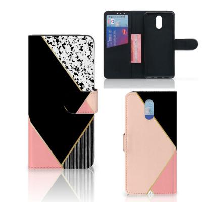 Nokia 2.3 | Book Case | Zwart Roze Vormen