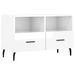 The Living Store Televisiekast - Trendy en praktisch - TV-meubel - Afmeting- 80 x 36 x 50 cm - Kleur- Hoogglans wit