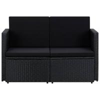 The Living Store Poly Rattan 2-zitsbank - Tuinbank - Zwart - 118 x 65 x 74 cm - PE-rattan - staal - thumbnail