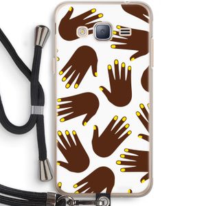 Hands dark: Samsung Galaxy J3 (2016) Transparant Hoesje met koord