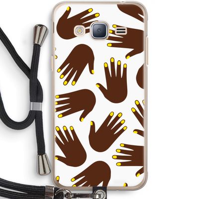 Hands dark: Samsung Galaxy J3 (2016) Transparant Hoesje met koord