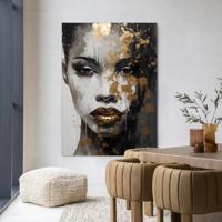 Urban Cotton Wandkleed 'Golden Girl' 110 x 145cm in Frame - black