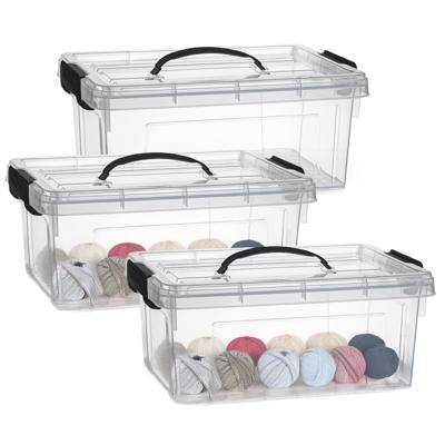 Opslagbox met deksel - 3x - transparant grijs - 8.5 liter - 36 x 26 x 15 cm - kunststof