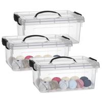 Opslagbox met deksel - 3x - transparant grijs - 8.5 liter - 36 x 26 x 15 cm - kunststof