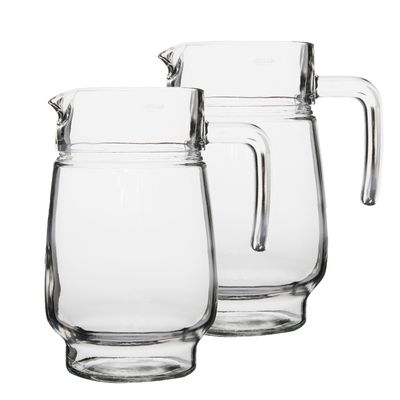 2x stuks glazen schenkkannen/karaffen 1,6 liter