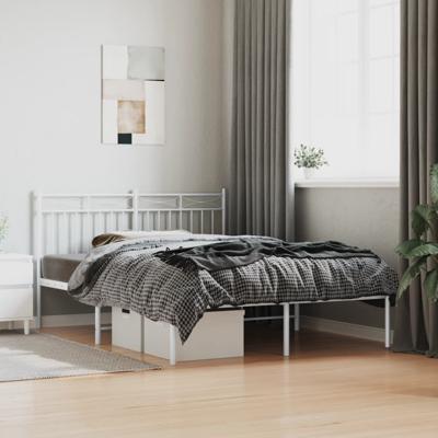 Bedframe met hoofdbord metaal wit 140x200 cm