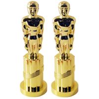 Gouden award beeldje - 2x - 24 cm - kunststof - feestartikelen - Cadeau prijs / trofee