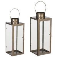 Lantaarn / Windlicht Arzilla - 2x stuks - goud - metaal - windlichten set