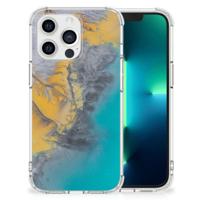 Apple iPhone 13 Pro Anti-Shock Hoesje Marble Blue Gold