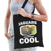 Dieren luipaard tasje zwart volwassenen en kinderen - jaguars are cool cadeau boodschappentasje - thumbnail
