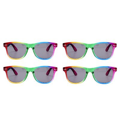 4x Regenboog zonnebrillen retro voor volwassenen