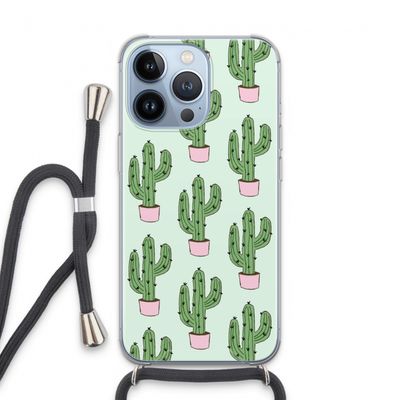 Cactus Lover: iPhone 13 Pro Transparant Hoesje met koord
