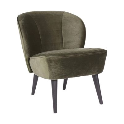 Woood Sara fauteuil fluweel Warm Groen