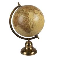 Clayre & Eef Wereldbol 22x33 cm Geel Bruin Hout Ijzer Rond Globe - thumbnail