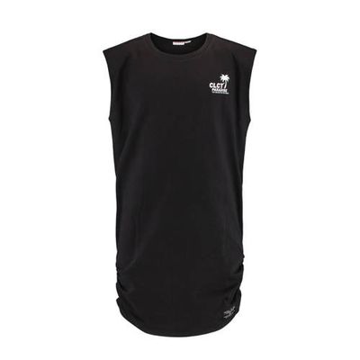 CoolCat Junior T-shirtjurk Denise met tekst en plooien zwart CoolCat Junior T-shirtjurk Denise met tekst en plooien zwart