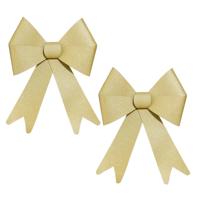 Feeric Christmas Kerst strik - 2x - goud - glitter - 30 cm - pvc - decoratiestrik - kerststrik
