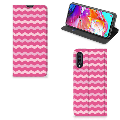 Samsung Galaxy A70 | Hoesje met Magneet | Waves Pink