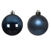4x stuks glazen kerstballen donkerblauw 10 cm glans en mat - Kerstbal - thumbnail